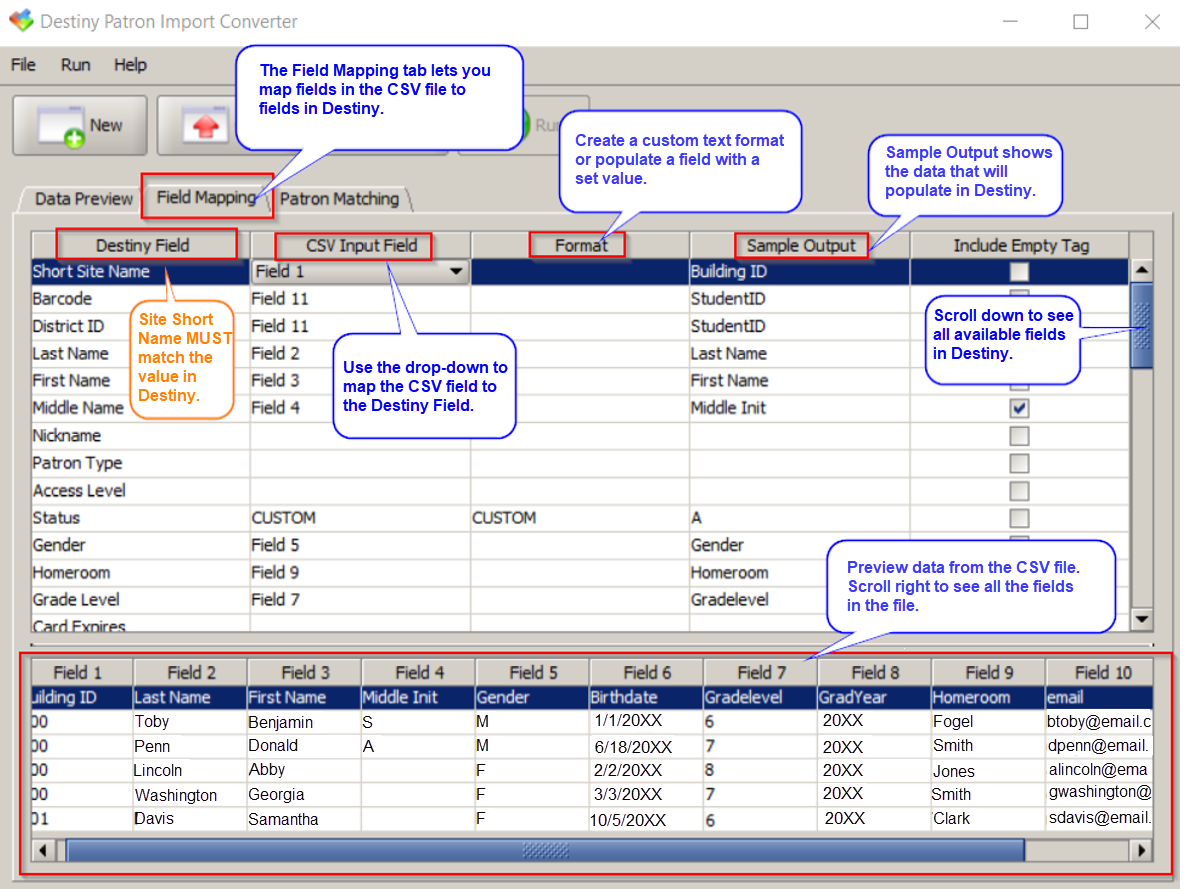 Patron Import Converter field mapping 